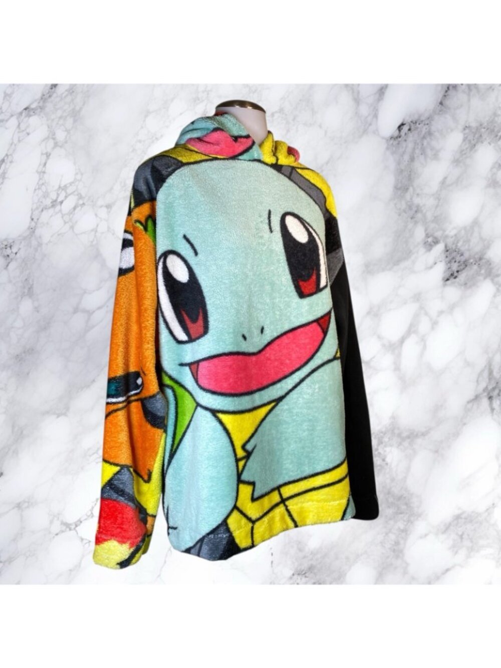 Jazz Squirtle Pokemon Upcycled Flannel Hoodie - Picture 8 of 11